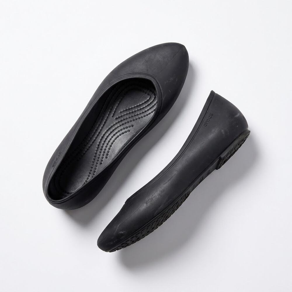 Crocs Pointed Toe Slip On Sienna Ballet Flat Black Womens 7
